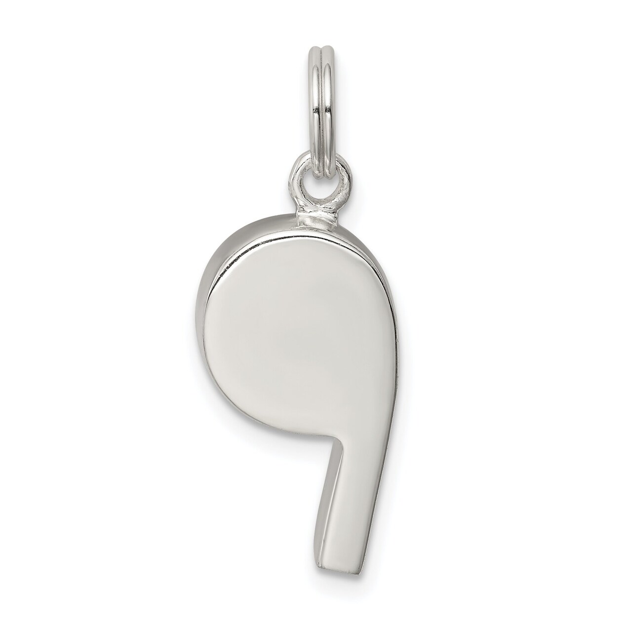 Sterling Silver Polished Whistle Charm Sports Pendant Jewerly 22mm x 10mm